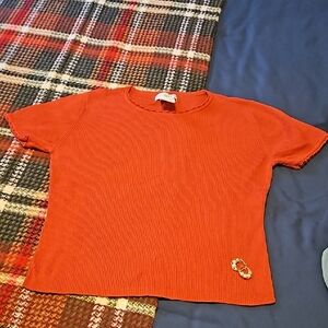 Sag Harbor Orange Ribbed Sweater